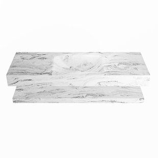 MONDIAZ ALAN-DLUX 130cm planchet Glace. Vrijhangende wastafel CLOUD midden 1 kraangat, kleur Glace.