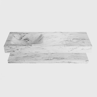 MONDIAZ ALAN-DLUX 130cm planchet Glace. Vrijhangende wastafel CLOUD links 1 kraangat, kleur Glace.