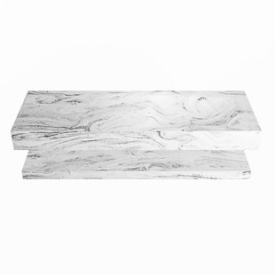 MONDIAZ ALAN-DLUX 130cm planchet Glace. Vrijhangende wastafel CLOUD rechts 1 kraangat, kleur Glace.