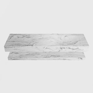 MONDIAZ ALAN-DLUX 150cm planchet Glace. Vrijhangende wastafel CLOUD rechts 1 kraangat, kleur Glace.