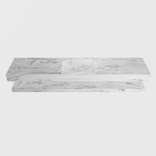 MONDIAZ ALAN-DLUX 200cm planchet Glace. Vrijhangende wastafel CLOUD midden 1 kraangat, kleur Glace.