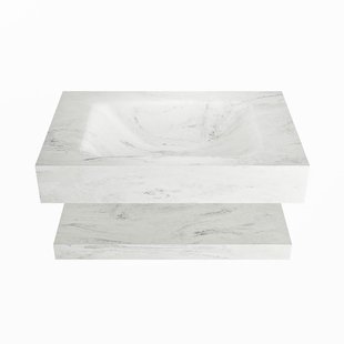 MONDIAZ ALAN-DLUX 70cm planchet Opalo. Vrijhangende wastafel CLOUD midden zonder kraangat, kleur Opalo.