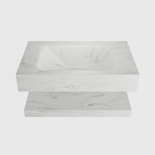 MONDIAZ ALAN-DLUX 70cm planchet Opalo. Vrijhangende wastafel CLOUD midden 1 kraangat, kleur Opalo.