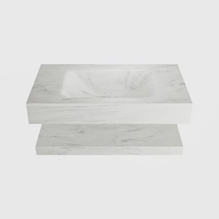 MONDIAZ ALAN-DLUX 80cm planchet Opalo. Vrijhangende wastafel CLOUD midden zonder kraangat, kleur Opalo.