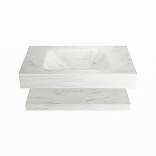 MONDIAZ ALAN-DLUX 80cm planchet Opalo. Vrijhangende wastafel CLOUD midden 1 kraangat, kleur Opalo.