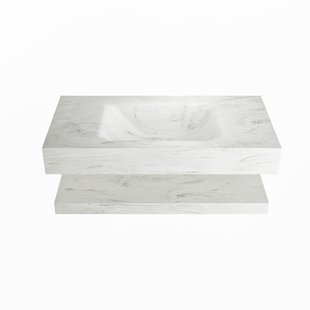 MONDIAZ ALAN-DLUX 90cm planchet Opalo. Vrijhangende wastafel CLOUD midden zonder kraangat, kleur Opalo.