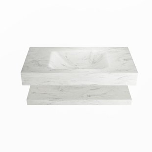 MONDIAZ ALAN-DLUX 90cm planchet Opalo. Vrijhangende wastafel CLOUD midden 1 kraangat, kleur Opalo.