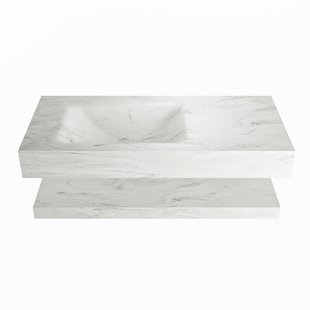 MONDIAZ ALAN-DLUX 100cm planchet Opalo. Vrijhangende wastafel CLOUD links zonder kraangat, kleur Opalo.