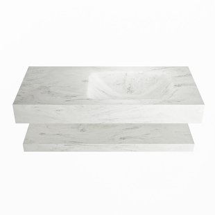 MONDIAZ ALAN-DLUX 100cm planchet Opalo. Vrijhangende wastafel CLOUD rechts 1 kraangat, kleur Opalo.