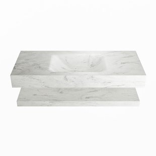 MONDIAZ ALAN-DLUX 110cm planchet Opalo. Vrijhangende wastafel CLOUD midden zonder kraangat, kleur Opalo.