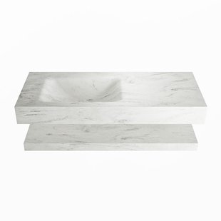 MONDIAZ ALAN-DLUX 110cm planchet Opalo. Vrijhangende wastafel CLOUD links 1 kraangat, kleur Opalo.