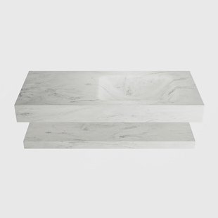 MONDIAZ ALAN-DLUX 110cm planchet Opalo. Vrijhangende wastafel CLOUD rechts 1 kraangat, kleur Opalo.