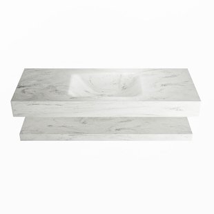 MONDIAZ ALAN-DLUX 120cm planchet Opalo. Vrijhangende wastafel CLOUD midden zonder kraangat, kleur Opalo.