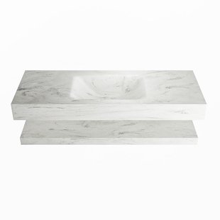 MONDIAZ ALAN-DLUX 120cm planchet Opalo. Vrijhangende wastafel CLOUD midden 1 kraangat, kleur Opalo.