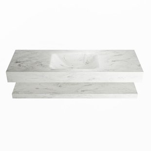 MONDIAZ ALAN-DLUX 130cm planchet Opalo. Vrijhangende wastafel CLOUD midden 1 kraangat, kleur Opalo.