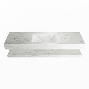 MONDIAZ ALAN-DLUX 150cm planchet Opalo. Vrijhangende wastafel CLOUD midden 1 kraangat, kleur Opalo.