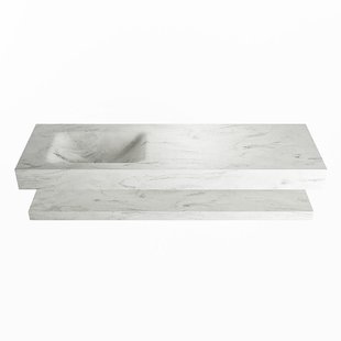 MONDIAZ ALAN-DLUX 150cm planchet Opalo. Vrijhangende wastafel CLOUD links 1 kraangat, kleur Opalo.