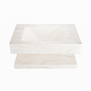 MONDIAZ ALAN-DLUX 70cm planchet Ostra. Vrijhangende wastafel CLOUD midden 1 kraangat, kleur Ostra.