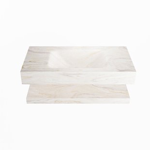 MONDIAZ ALAN-DLUX 90cm planchet Ostra. Vrijhangende wastafel CLOUD midden zonder kraangat, kleur Ostra.