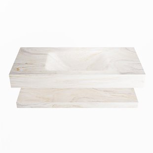 MONDIAZ ALAN-DLUX 100cm planchet Ostra. Vrijhangende wastafel CLOUD midden zonder kraangat, kleur Ostra.