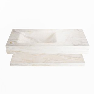 MONDIAZ ALAN-DLUX 100cm planchet Ostra. Vrijhangende wastafel CLOUD links zonder kraangat, kleur Ostra.