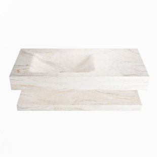 MONDIAZ ALAN-DLUX 100cm planchet Ostra. Vrijhangende wastafel CLOUD links 1 kraangat, kleur Ostra.