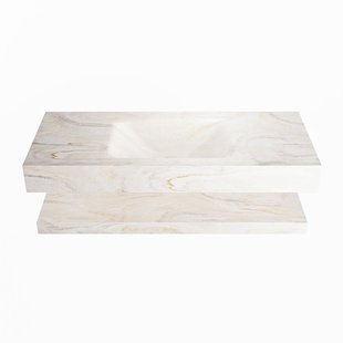 MONDIAZ ALAN-DLUX 110cm planchet Ostra. Vrijhangende wastafel CLOUD midden zonder kraangat, kleur Ostra.