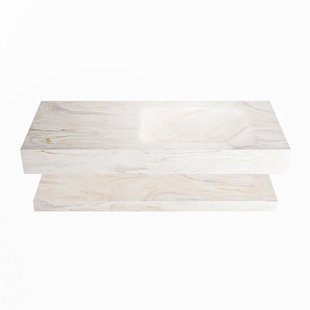 MONDIAZ ALAN-DLUX 110cm planchet Ostra. Vrijhangende wastafel CLOUD rechts zonder kraangat, kleur Ostra.