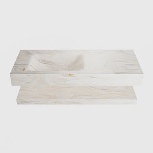 MONDIAZ ALAN-DLUX 110cm planchet Ostra. Vrijhangende wastafel CLOUD links 1 kraangat, kleur Ostra.