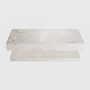 MONDIAZ ALAN-DLUX 110cm planchet Ostra. Vrijhangende wastafel CLOUD rechts 1 kraangat, kleur Ostra.