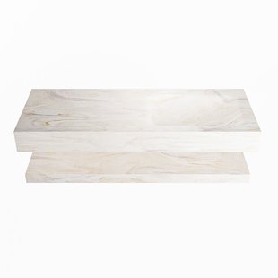 MONDIAZ ALAN-DLUX 120cm planchet Ostra. Vrijhangende wastafel CLOUD rechts zonder kraangat, kleur Ostra.