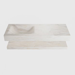 MONDIAZ ALAN-DLUX 120cm planchet Ostra. Vrijhangende wastafel CLOUD links 1 kraangat, kleur Ostra.