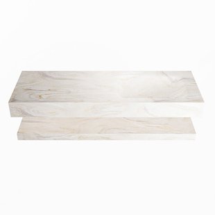 MONDIAZ ALAN-DLUX 130cm planchet Ostra. Vrijhangende wastafel CLOUD rechts zonder kraangat, kleur Ostra.