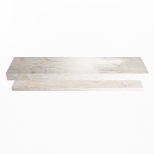 MONDIAZ ALAN-DLUX 200cm planchet Ostra. Vrijhangende wastafel CLOUD rechts zonder kraangat, kleur Ostra.