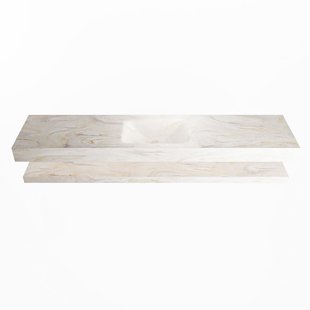 MONDIAZ ALAN-DLUX 200cm planchet Ostra. Vrijhangende wastafel CLOUD midden 1 kraangat, kleur Ostra.