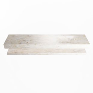 MONDIAZ ALAN-DLUX 200cm planchet Ostra. Vrijhangende wastafel CLOUD rechts 1 kraangat, kleur Ostra.