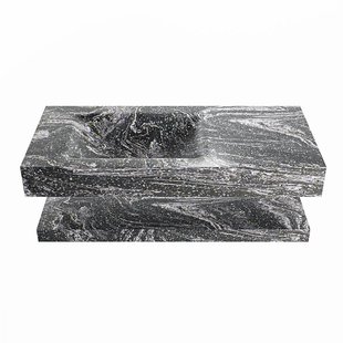 MONDIAZ ALAN-DLUX 100cm planchet Lava. Vrijhangende wastafel CLOUD links zonder kraangat, kleur Lava.