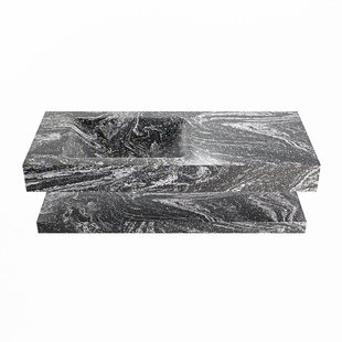 MONDIAZ ALAN-DLUX 110cm planchet Lava. Vrijhangende wastafel CLOUD links zonder kraangat, kleur Lava.