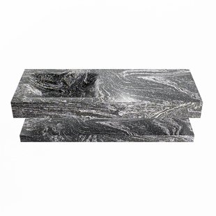 MONDIAZ ALAN-DLUX 120cm planchet Lava. Vrijhangende wastafel CLOUD links zonder kraangat, kleur Lava.