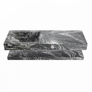 MONDIAZ ALAN-DLUX 130cm planchet Lava. Vrijhangende wastafel CLOUD links zonder kraangat, kleur Lava.