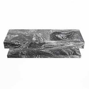 MONDIAZ ALAN-DLUX 130cm planchet Lava. Vrijhangende wastafel CLOUD rechts zonder kraangat, kleur Lava.