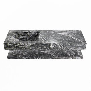 MONDIAZ ALAN-DLUX 130cm planchet Lava. Vrijhangende wastafel CLOUD links 1 kraangat, kleur Lava.