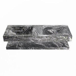 MONDIAZ ALAN-DLUX 130cm planchet Lava. Vrijhangende wastafel CLOUD dubbel 2 kraangaten, kleur Lava.