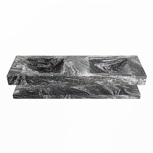 MONDIAZ ALAN-DLUX 150cm planchet Lava. Vrijhangende wastafel CLOUD dubbel zonder kraangat, kleur Lava.