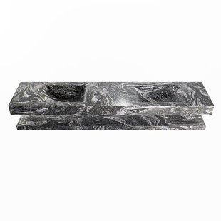 MONDIAZ ALAN-DLUX 200cm planchet Lava. Vrijhangende wastafel CLOUD dubbel zonder kraangat, kleur Lava.