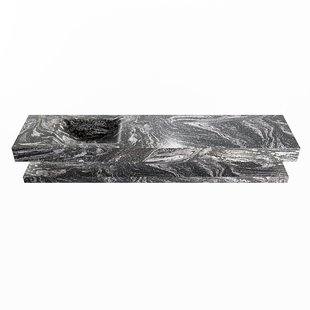 MONDIAZ ALAN-DLUX 200cm planchet Lava. Vrijhangende wastafel CLOUD links 1 kraangat, kleur Lava.