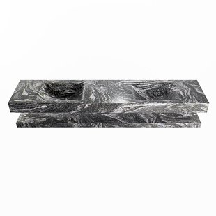 MONDIAZ ALAN-DLUX 200cm planchet Lava. Vrijhangende wastafel CLOUD dubbel 2 kraangaten, kleur Lava.