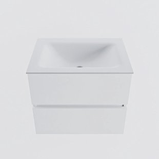 MONDIAZ VICA 60cm badmeubel onderkast Talc 2 lades. Wastafel CLOUD midden 1 kraangat, kleur Talc.