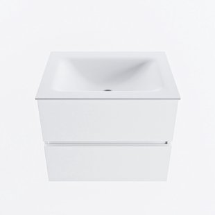 MONDIAZ VICA 60cm badmeubel onderkast Talc 2 lades. Wastafel CLOUD midden zonder kraangat, kleur Talc.