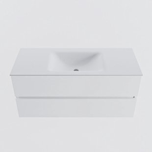 MONDIAZ VICA 110cm badmeubel onderkast Talc 2 lades. Wastafel CLOUD midden 1 kraangat, kleur Talc.